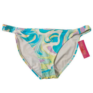 Ninety-Nine Womens Yellow Blue High Waist Bottoms Swimsuit Side Elastic XXL 19